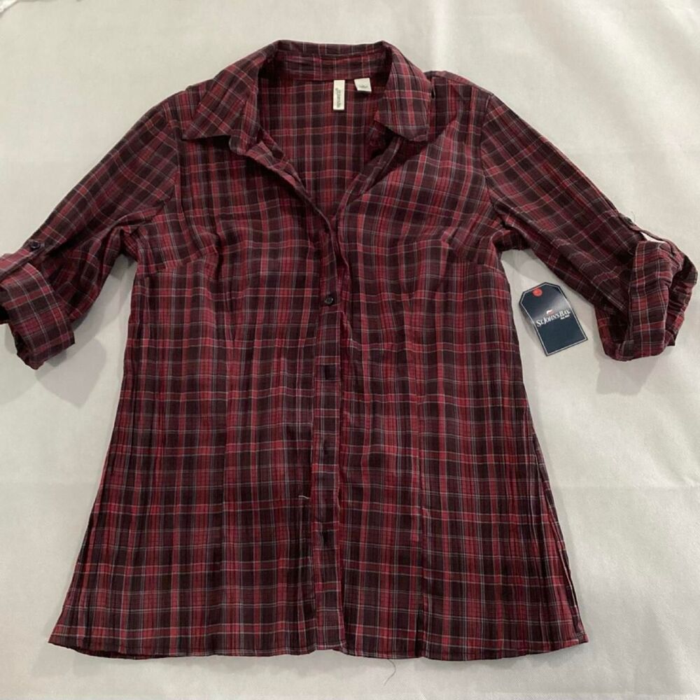 St-john-s-bay Women's Red and Burgundy Shirt size L #f4